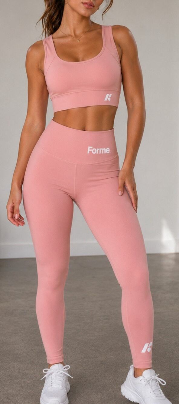 Forme Matching Activewear Set Pink Sports Bra/Yoga Pant High Rise Leggings M NWT